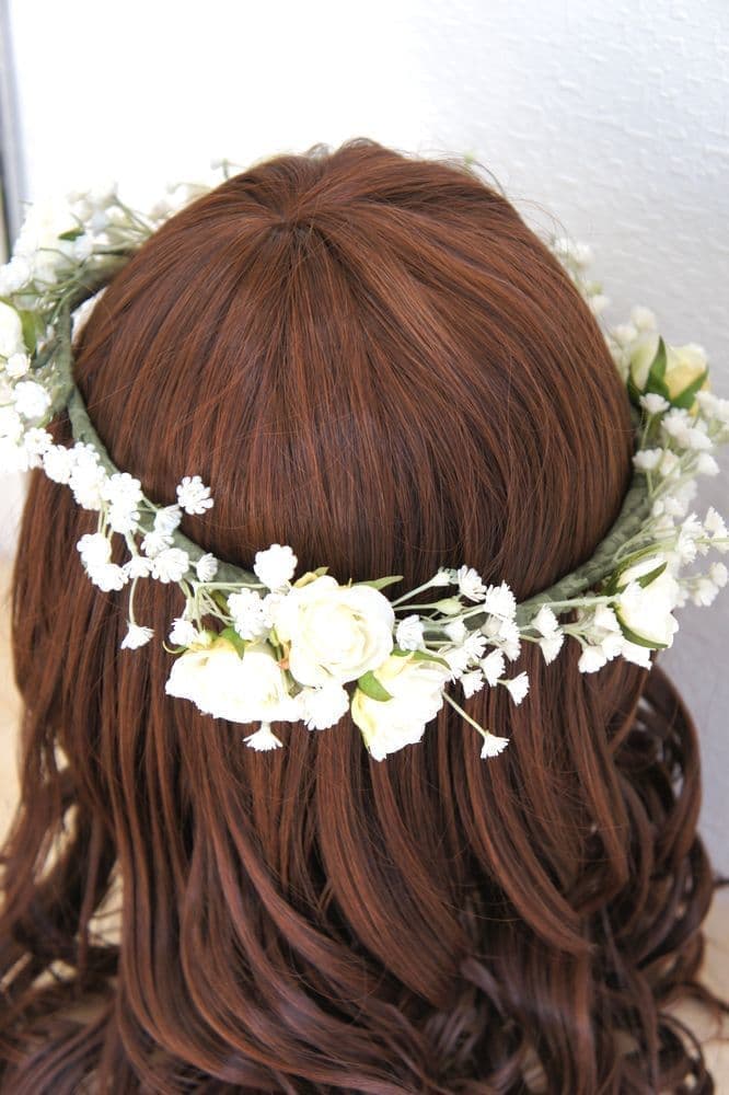 かすみ草の花冠　花冠　可愛い　個性的　高級造花専門店アンクラフトはアーティフィシャルフラワー（高級造花）専門店です。生花のような繊細なお花なのに枯れずにお手入れ不要なところが人気になっています。オーダーメイドの髪飾りを承っております。成人式用・結婚式用・披露宴・パーティ用・七五三御祝い等ご用意しております。　国家資格1級　大阪　関西　兵庫県