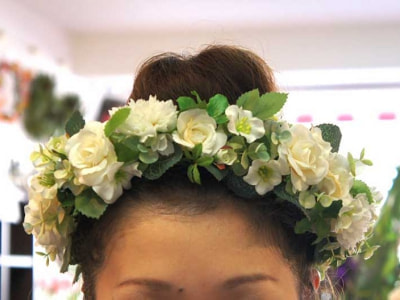 盛りだくさんです　かぶるとこんな感じです。お花が沢山入っているのが、よくわかりますね