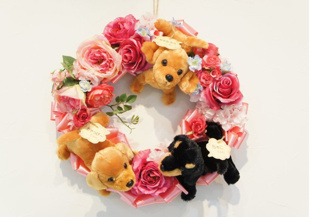 わんこのリース　造花　オーダーメイド　西宮市