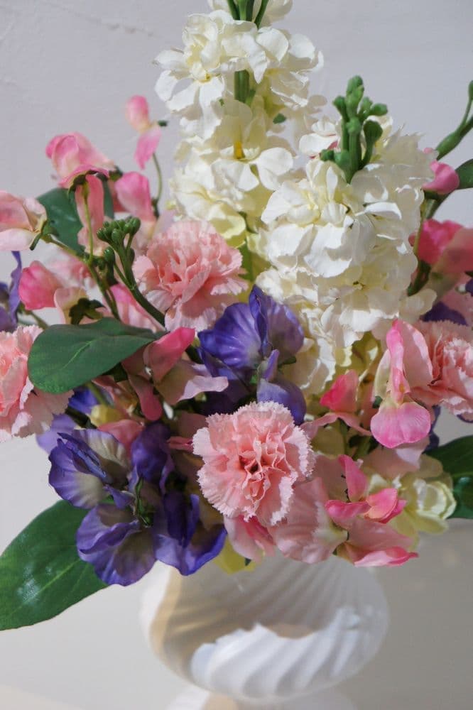 ストック・スイトピー・カーネーションのアレンジメント　アーティフィシャルフラワー　造花