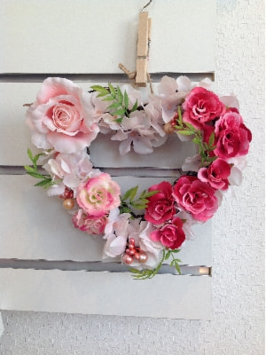 ハートのリース　高級造花専門店　オーダーメイド　アンクラフト　国家資格1級　大阪　関西　兵庫県